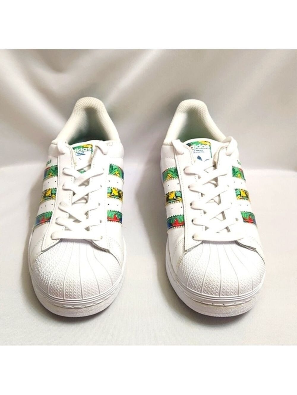 Adidas Superstar Tropical Floral Stripes White Leather Sneakers  (M Size 7) - Picture 6 of 16
